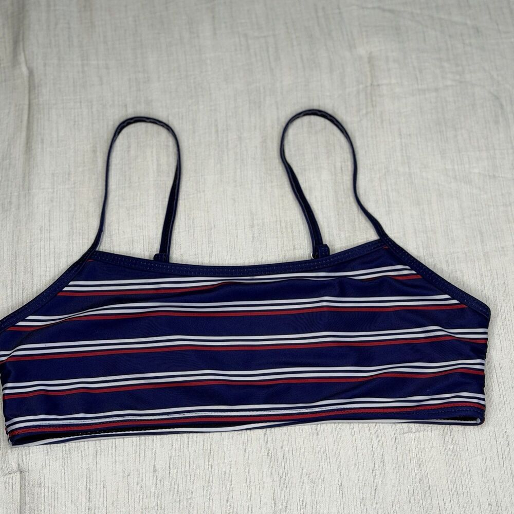 Patriotic Navy Blue Red and white stripes Bikini Top Size M Crop Top Summer USA